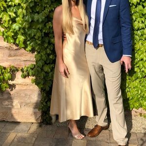 Gold Satin Midi Dress